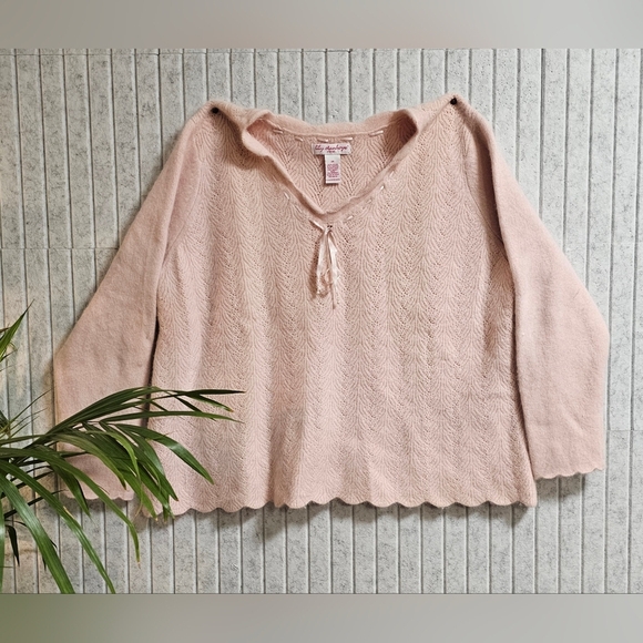 Lily Stanhope Pink Angora Wool Blend Sweater 3X Scallop Hem - Picture 1 of 2